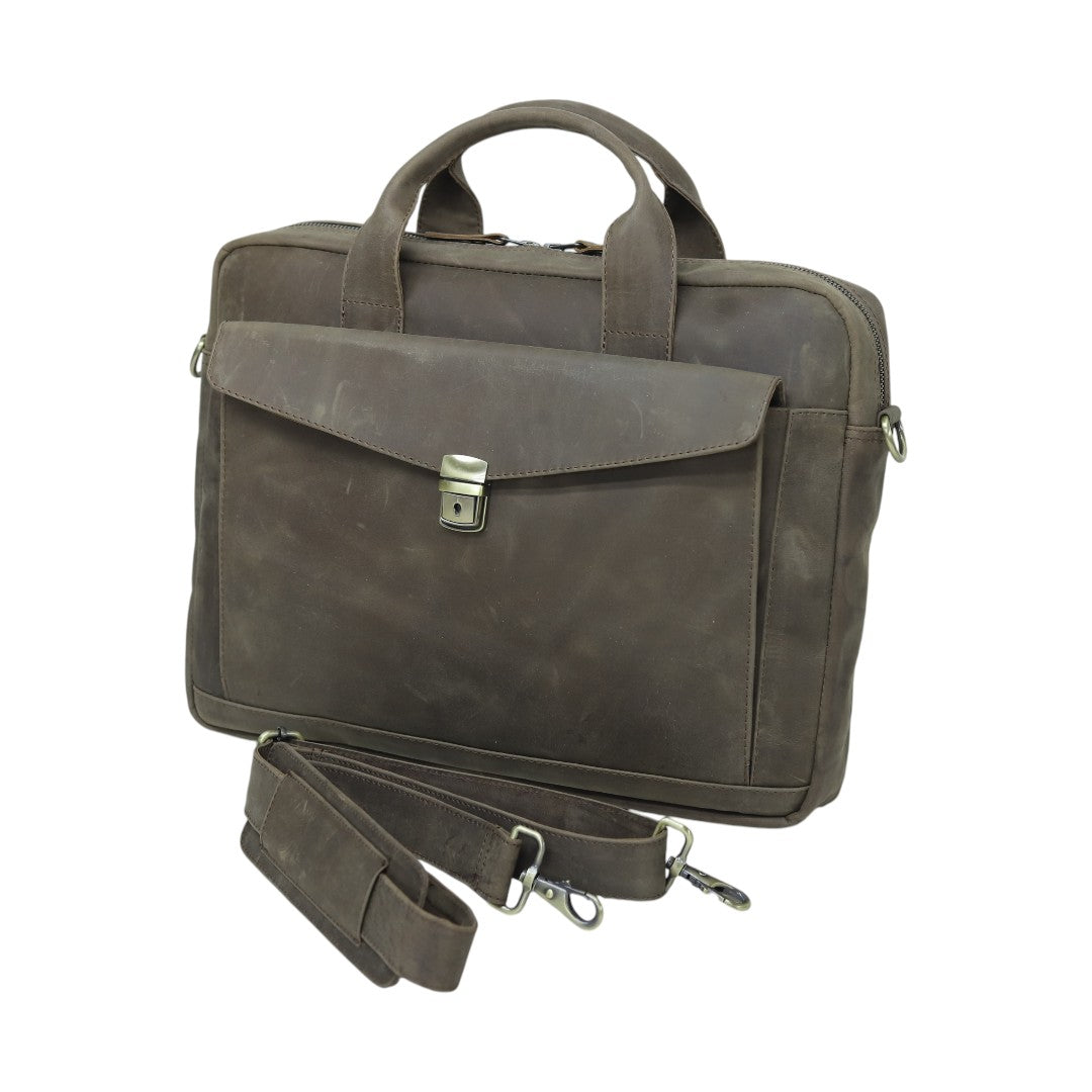 The Nomad Hunter Briefcase – Distressed Olive-Brown