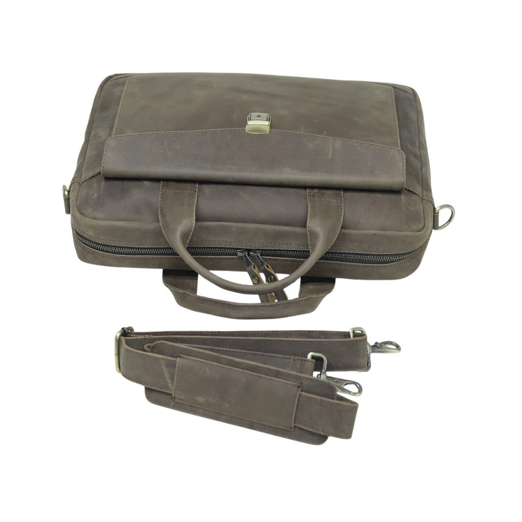 The Nomad Hunter Briefcase – Distressed Olive-Brown