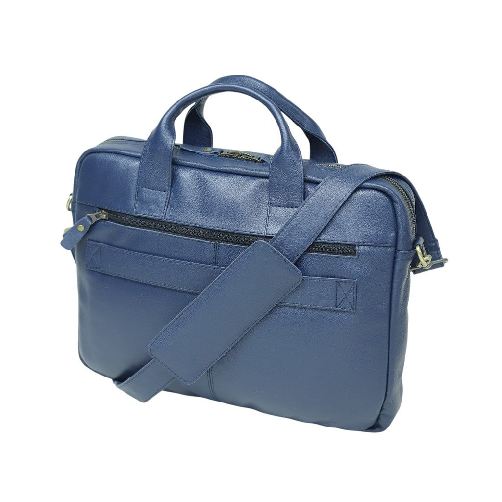 The Atlas Leather Laptop Bag — Cobalt Blue