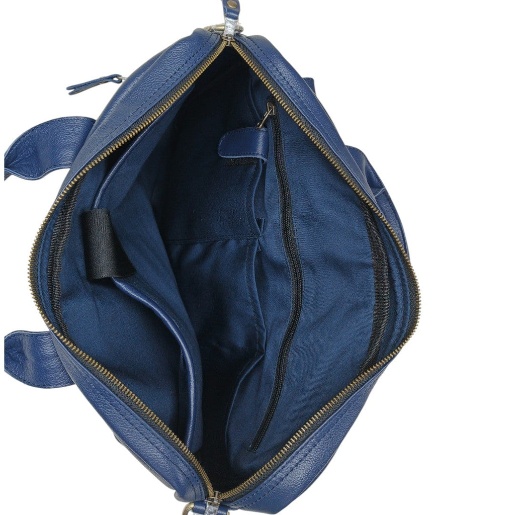 The Atlas Leather Laptop Bag — Cobalt Blue