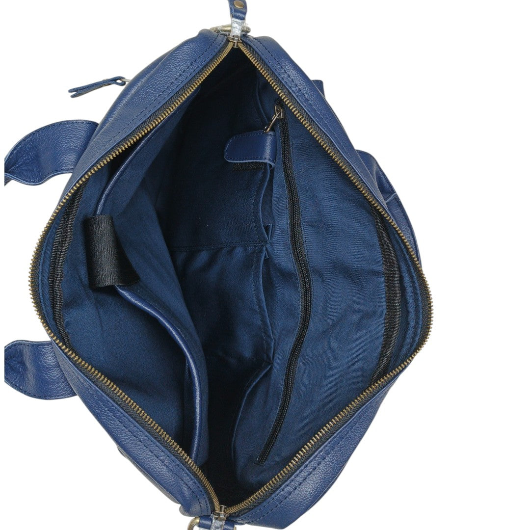 The Atlas Leather Laptop Bag — Cobalt Blue