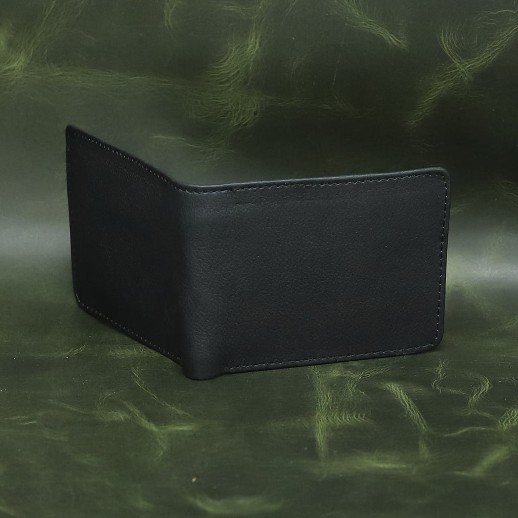 Minimalist Bi-Fold Leather Wallet with Coin Pocket