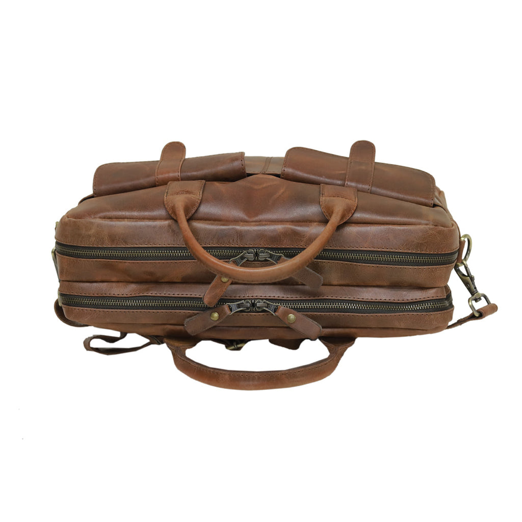 The Executive Croc Briefcase – Mahogany Brown