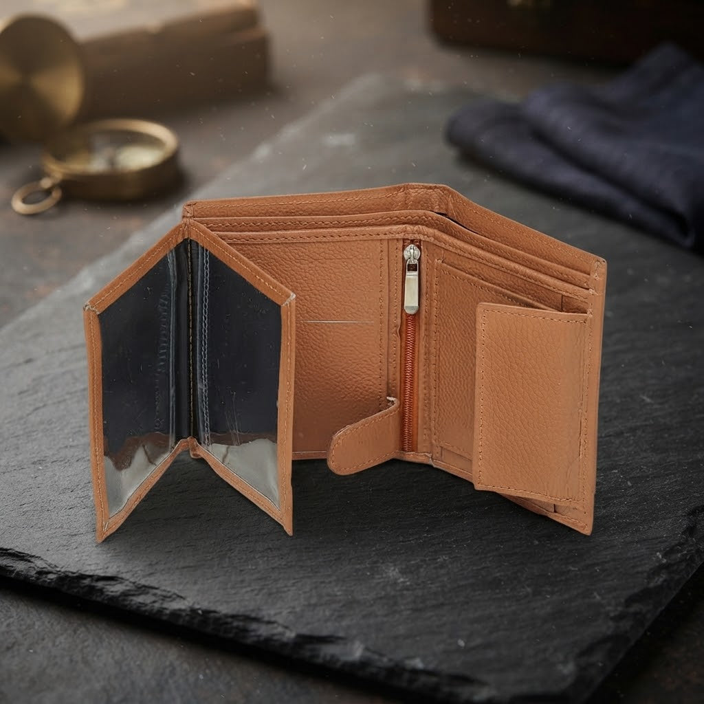 Multi-Storage Textured Leather Book Wallet