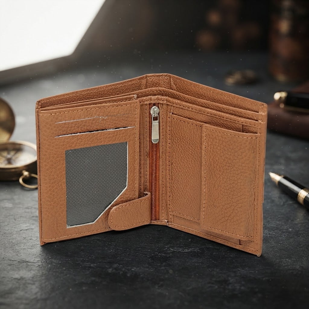 Multi-Storage Textured Leather Book Wallet