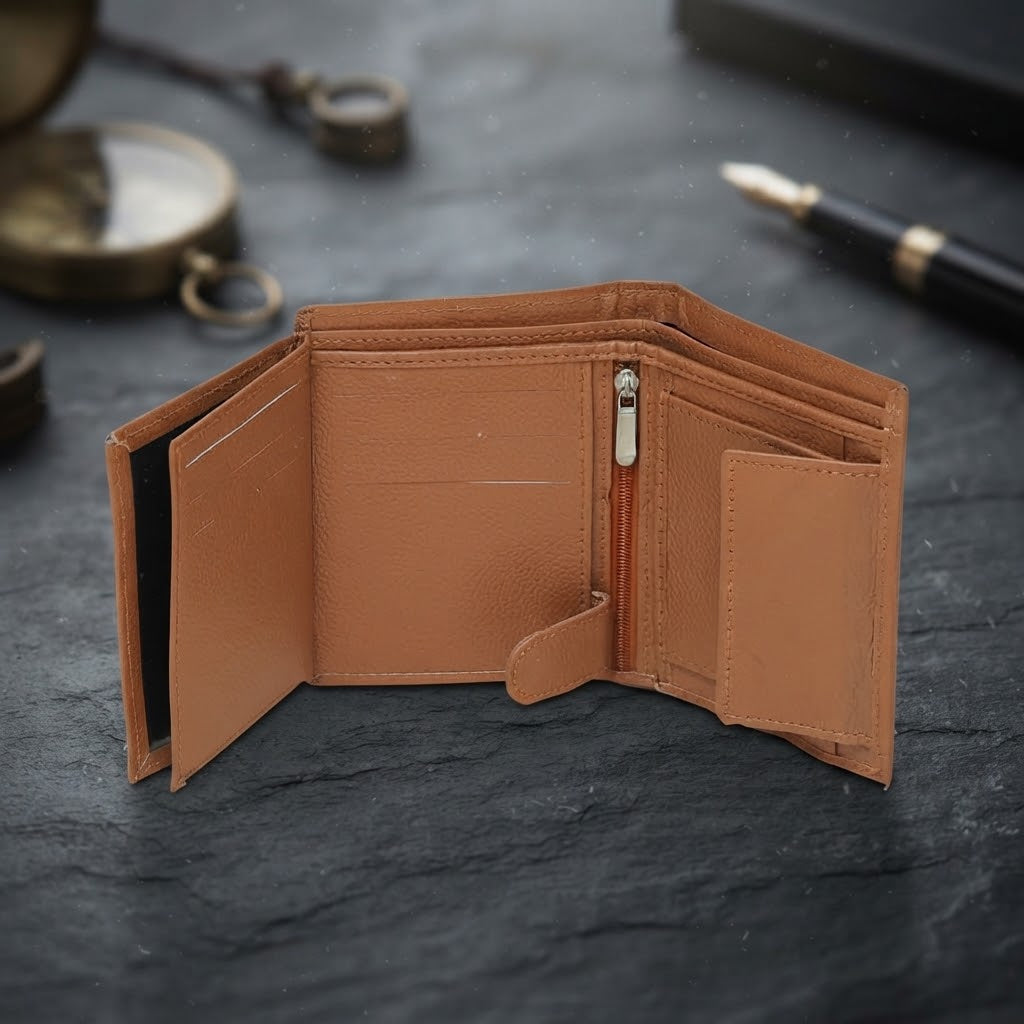 Multi-Storage Textured Leather Book Wallet
